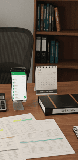 Office View with phone and document