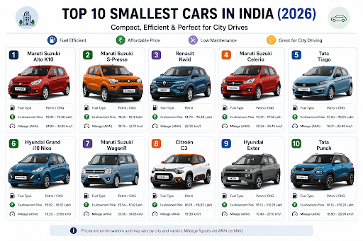 Top 10 Smallest Cars in India (2026)