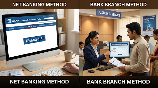 How to Disable UPI from Bank Account via Net Banking or a Bank Branch