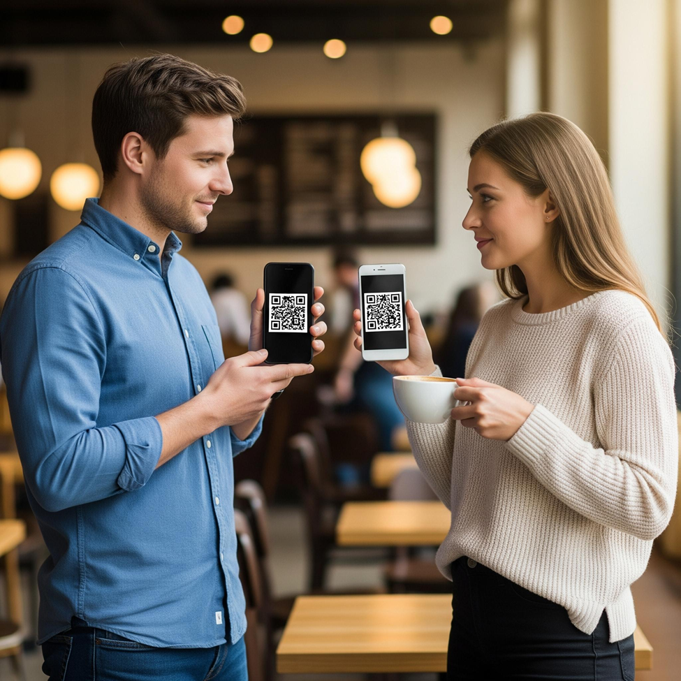 Person scanning QR code to make UPI payment 