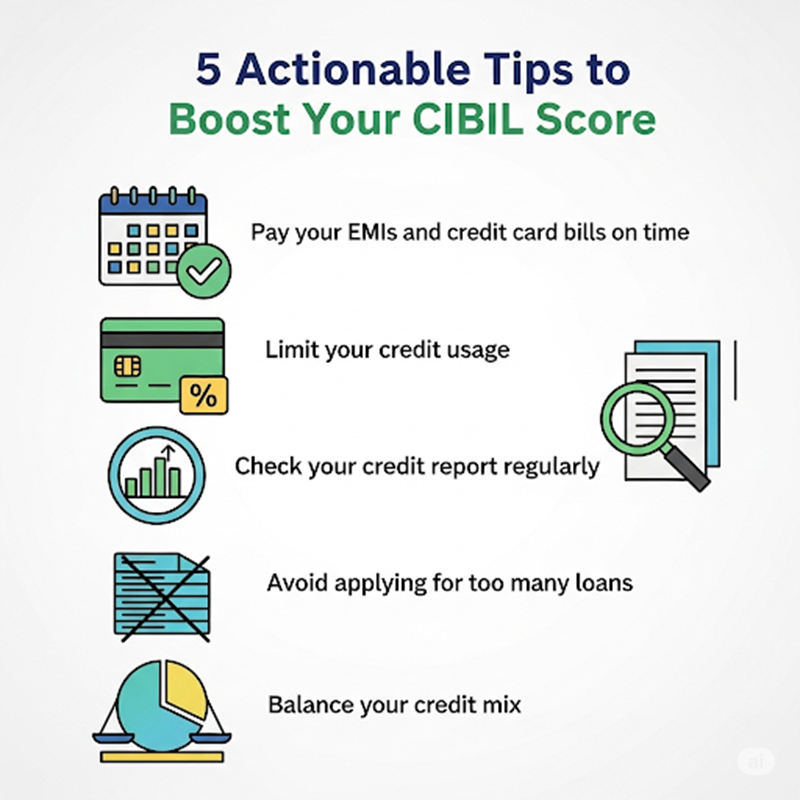 5 actionable tips to improve your CIBIL score.