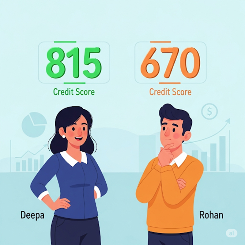 Comparison of personal loan eligibility and interest rates based on CIBIL score.
